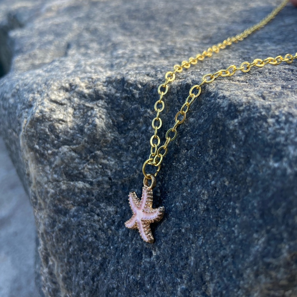 Gold Starfish Necklace - Handmade